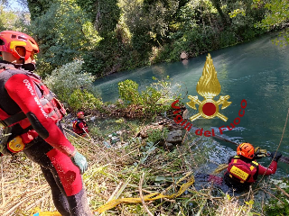 Albero precipita nel Tirino: intervento dei Vigili del Fuoco per liberare il corso d’acqua